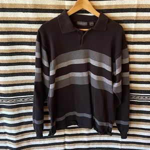 Van Heusen Long-Sleeve Polo Shirt, Large
